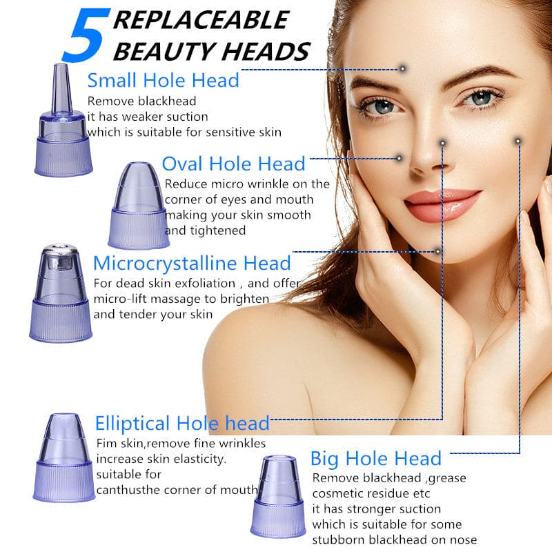 2023 Newest Blackhead Remover Pore Vacuum, Upgraded Black Head Remover for Face, Electric Acne Comedone Whitehead Extractor Tools-5 Suction Power, 5 Probes, USB Rechargeable Pimple Popper Tool Kit