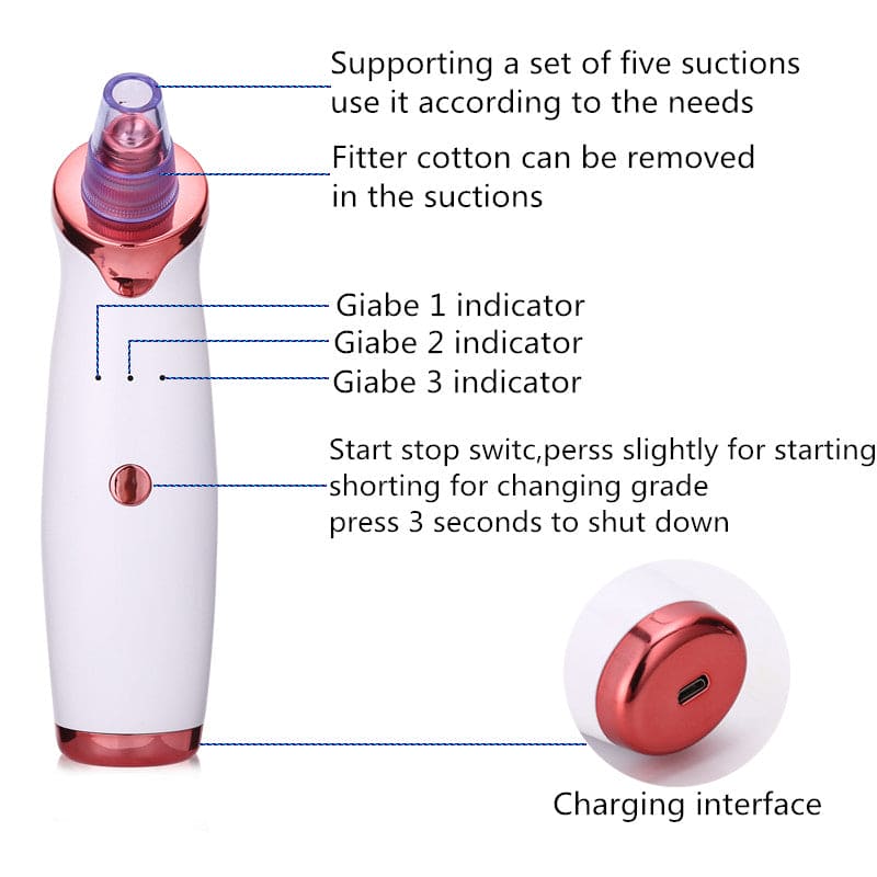 2023 Newest Blackhead Remover Pore Vacuum, Upgraded Black Head Remover for Face, Electric Acne Comedone Whitehead Extractor Tools-5 Suction Power, 5 Probes, USB Rechargeable Pimple Popper Tool Kit