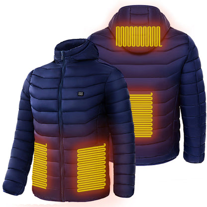 Men Heated Puffer Jacket Electric Heating Coat Insulated Hood Windbreaker  Several Heat Zones