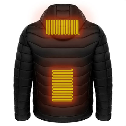 Men Heated Puffer Jacket Electric Heating Coat Insulated Hood Windbreaker  Several Heat Zones