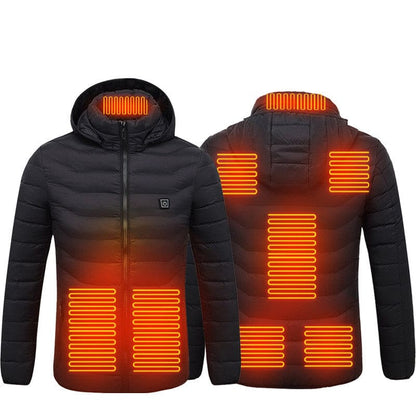 Men Heated Puffer Jacket Electric Heating Coat Insulated Hood Windbreaker  Several Heat Zones