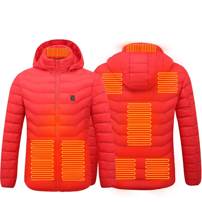 Men Heated Puffer Jacket Electric Heating Coat Insulated Hood Windbreaker  Several Heat Zones