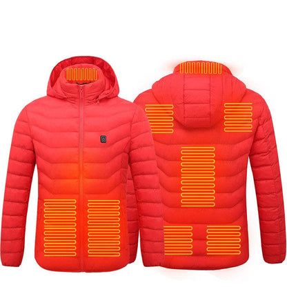 Men Heated Puffer Jacket Electric Heating Coat Insulated Hood Windbreaker  Several Heat Zones