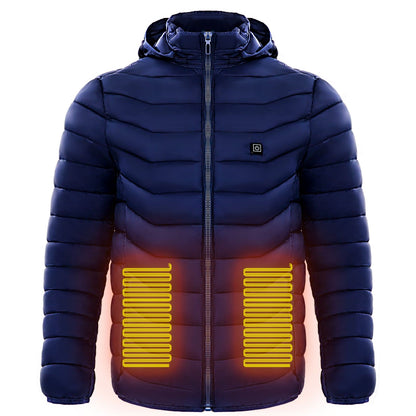 Men Heated Puffer Jacket Electric Heating Coat Insulated Hood Windbreaker  Several Heat Zones