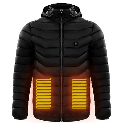 Men Heated Puffer Jacket Electric Heating Coat Insulated Hood Windbreaker  Several Heat Zones