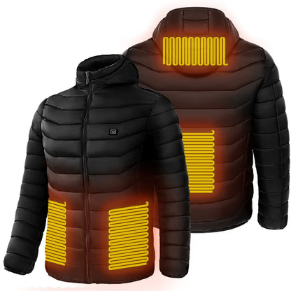 Men Heated Puffer Jacket Electric Heating Coat Insulated Hood Windbreaker  Several Heat Zones