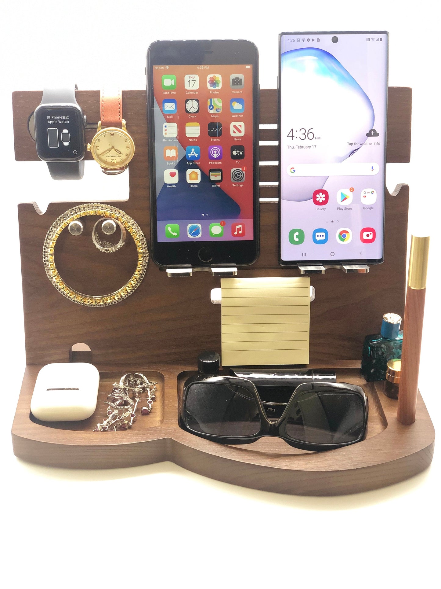 Deskonizer Wooden docking station, Charging Station for bedside table, a Nightstand organizer