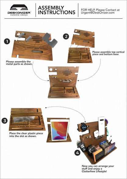 Deskonizer Wooden docking station, Charging Station for bedside table, a Nightstand organizer